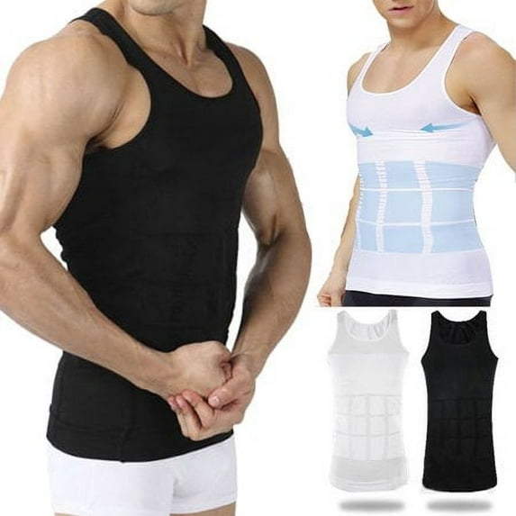 4 pk Mens Body Shaper Undershirt 2 black 2 white