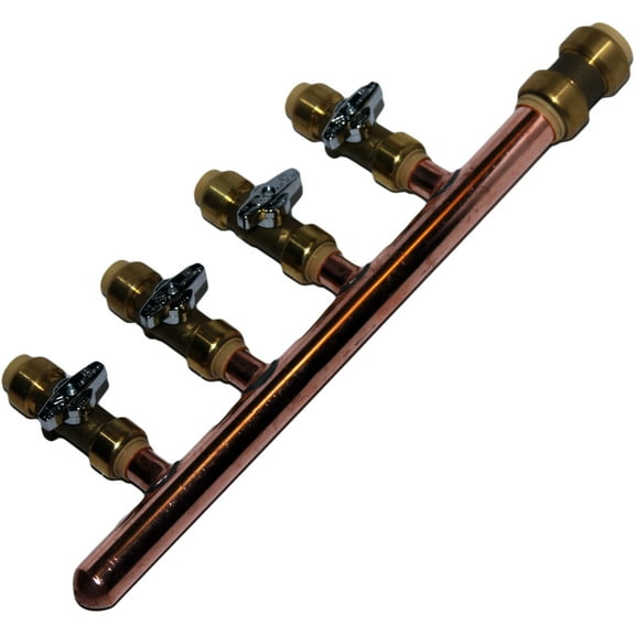 4 port Push Plumbing Manifold 3/4 Male 1/2 Ball Valve with PUSH FIT closed end Vilmark