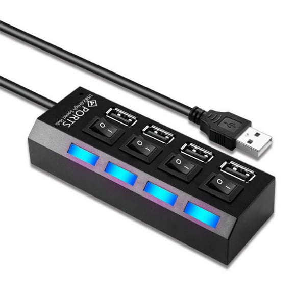 4-port USB 2.0 Hub with Current for Protection, Multi USB Port Expander, Fast Data Transfer USB Splitter for Windows PC