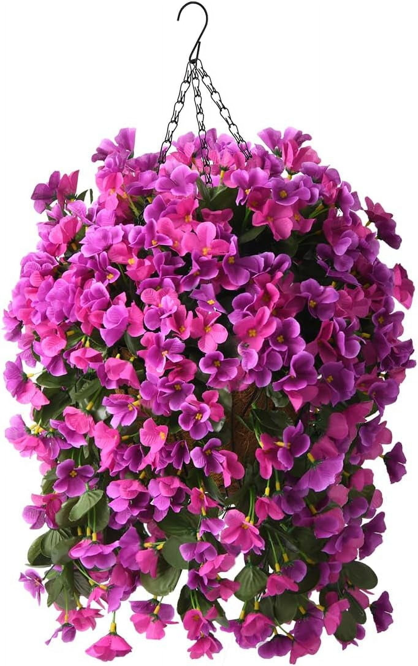 4 pots Artificial Fake Hanging Plants Flowers Basket for Spring Summer Outdoor Outside Decoration,Faux Silk Begonia Flower in Planter Look Real UV Resistant for Home Porch Patio Balcony Yard Decor