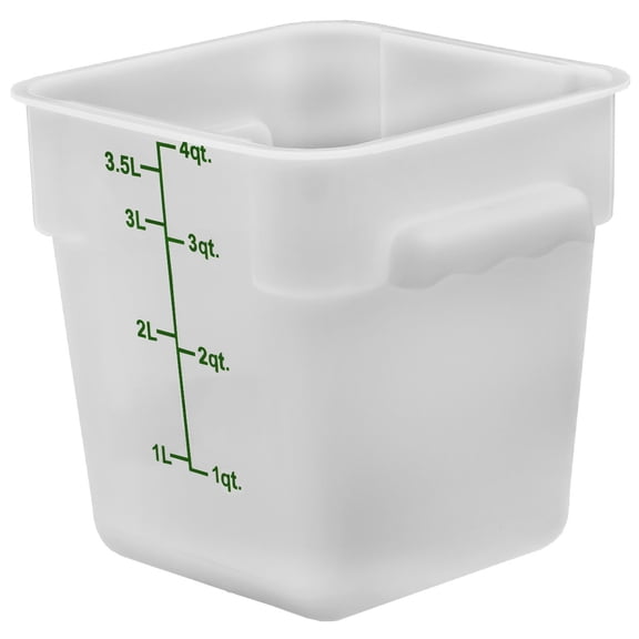 4 qt. White Plastic Square Food Storage Container, Each