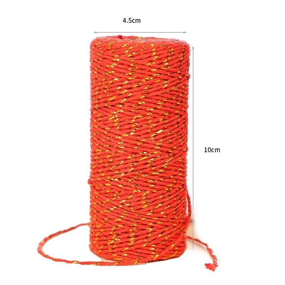 4 roll Cotton Metallic String Threads Macrame Cord Decorative String Threads for DIY Crafts Gift Wrapping and Jewelry Making golden Orange Red 1.5mm 54.68 Yards(50m)/Roll