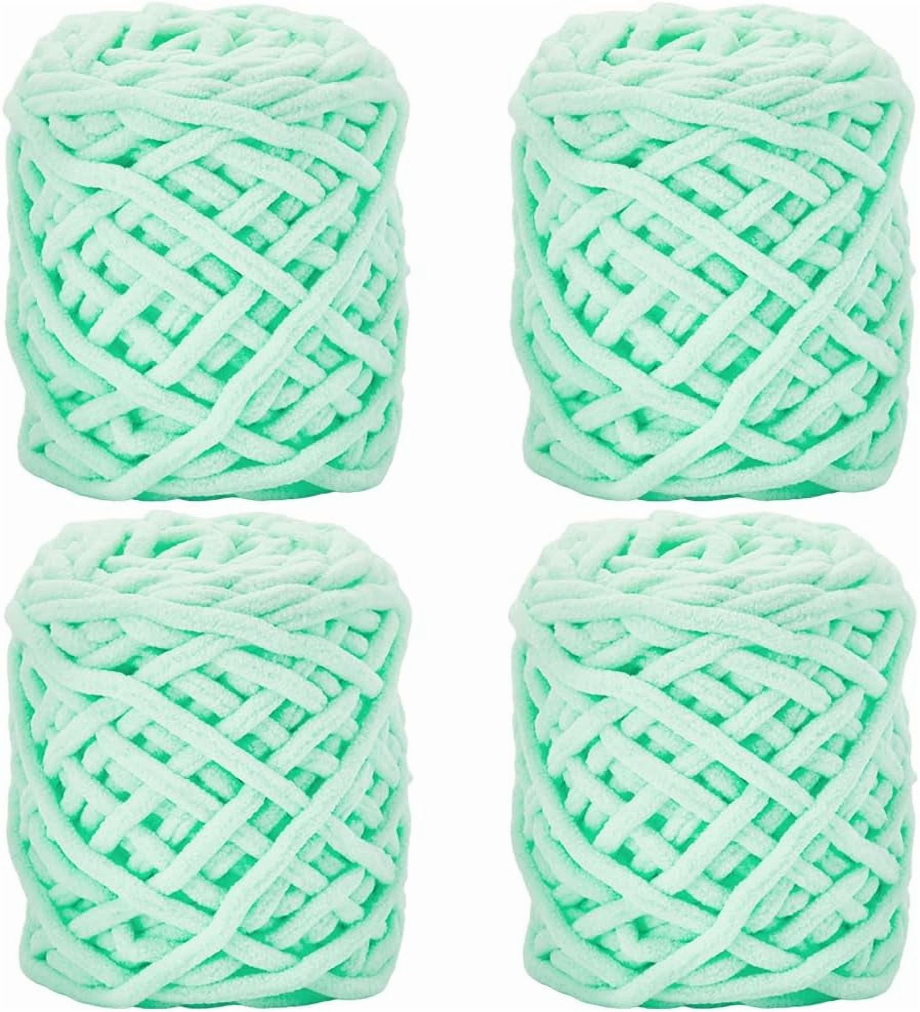 4 rolls Soft Crocheting Yarn Thick Knitting Yarn for Scarf bag Cushion Making Aquamarine 0.28~0.31 inch(7~8mm) 49.21 Yards(45m)/Roll