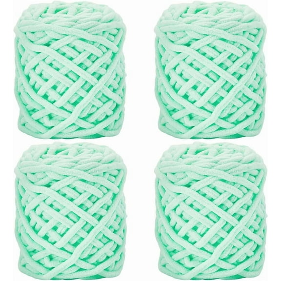 4 rolls Soft Crocheting Yarn Thick Knitting Yarn for Scarf bag Cushion Making Aquamarine 0.28~0.31 inch(7~8mm) 49.21 Yards(45m)/Roll