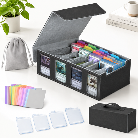 4-row Trading Card Storbox Bulk Cards Case For 3200+ Mtg Tcg Magic Playing Game Organizermander Deck With 4 Supports & 24 Divider