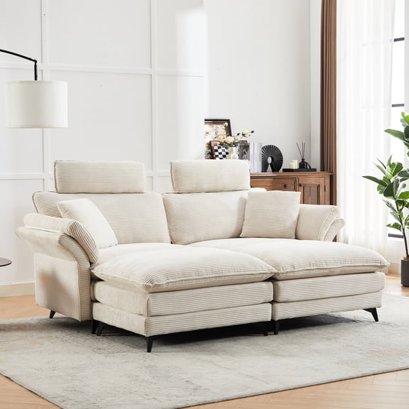 4 - seat Cloud Sofa, High - end Corduroy Fabric / Luxurious Décor for Reception Rooms