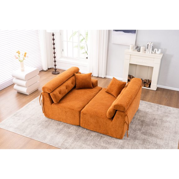 4-seater Orange Sofa with Breathable Cover and Durable Material - Supportive and Relaxing Seating for Home
