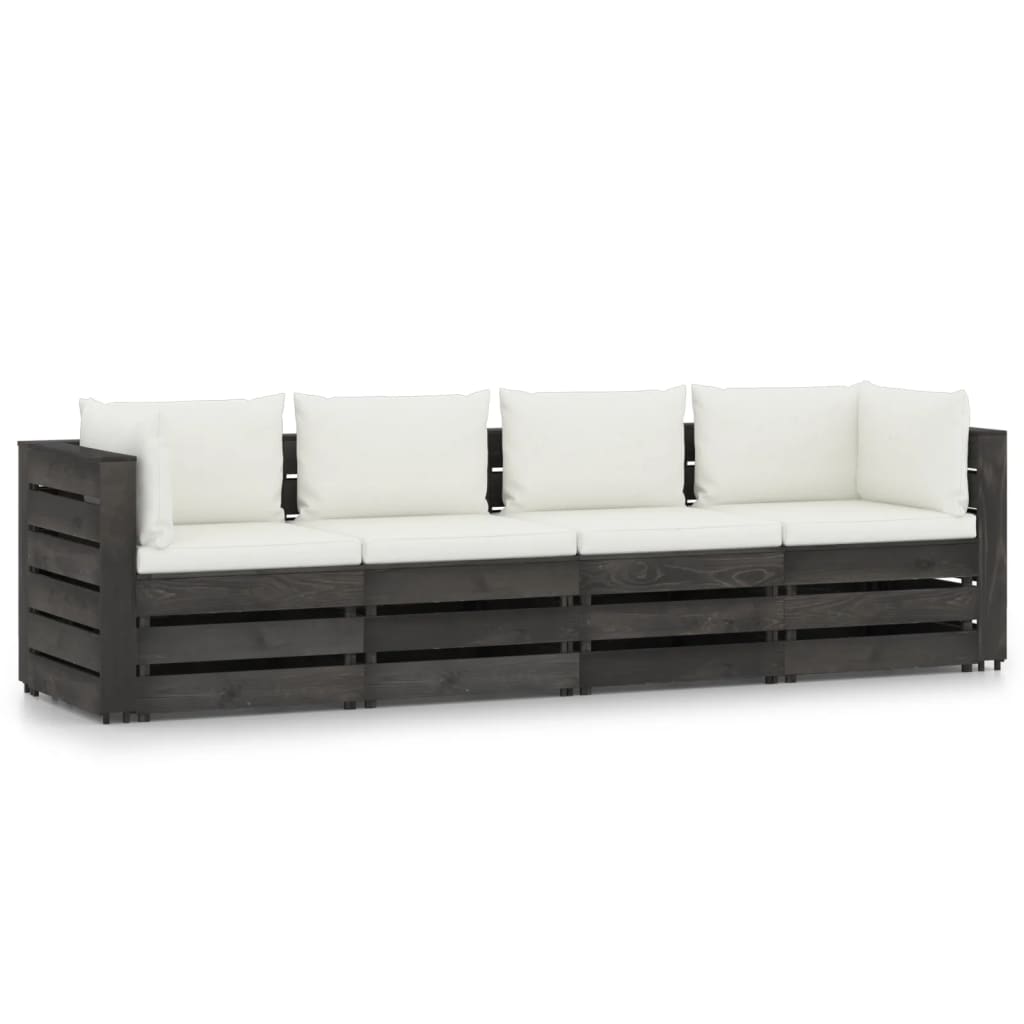 4seater outdoor sofa with cushions grey impregnated wood