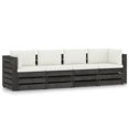 4seater outdoor sofa with cushions grey impregnated wood