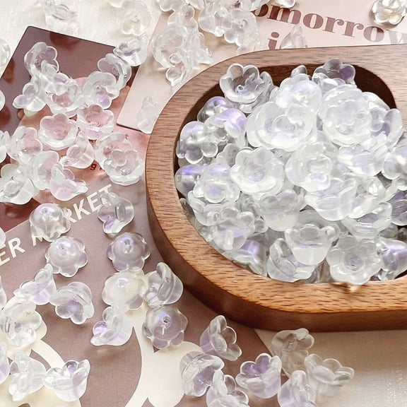 4 set Lampwork Beads Flower Ghost White 12x8mm 30pcs/set