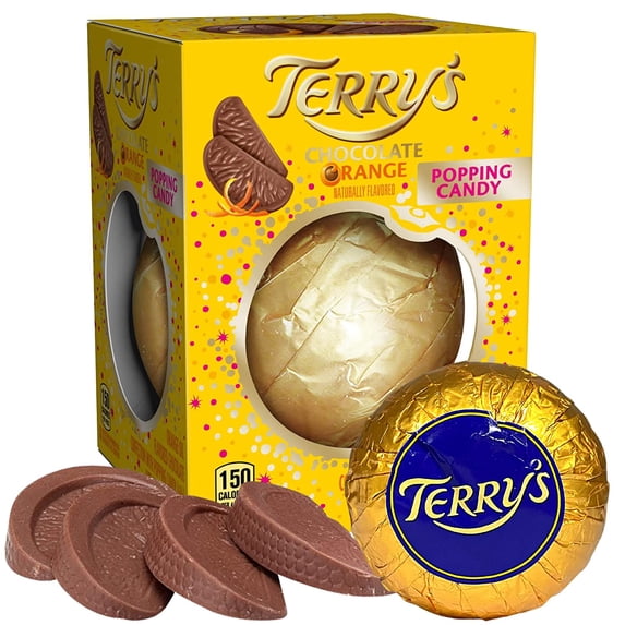 4 set- Terry's Popping Candy Chocolate Orange, Orange flavored confection with popping candy 5.18oz