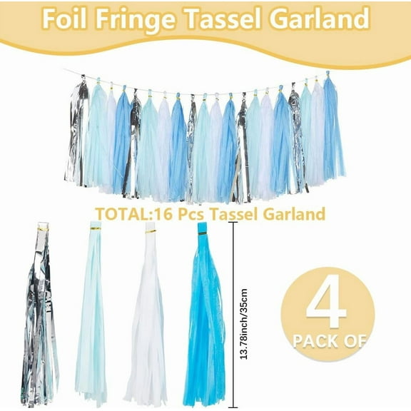 4 set Tissue Paper Tassels Garland for Birthday Party Banner Decorations Mixed color 335x240x0.3mm