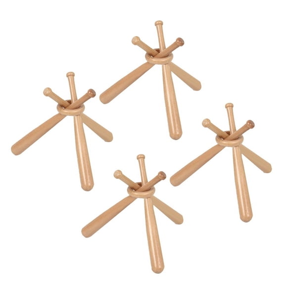 4 set Wooden Baseball Bat Display Stand(Each set contains 3pcs wooden sticks + 1pcs wooden ring)-Wood