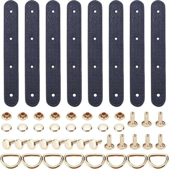 4 sets Leather bag Suspension Clasp Kit Metal bag Buckles bag Strap Connector Handbag Chain Link Clasps Including Leather Strap D Ring Leather Craft Purse Hardware Supplies 9.5×1.3 cm Black