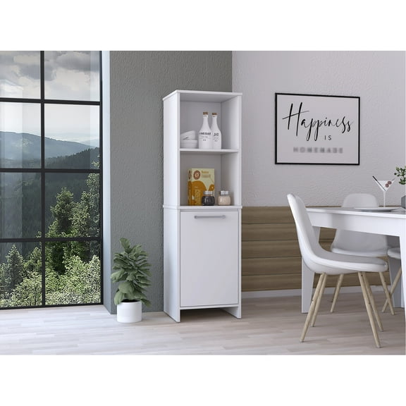 4-shelf Pantry In White - Home Storage Cabinet Shelving Unit Option