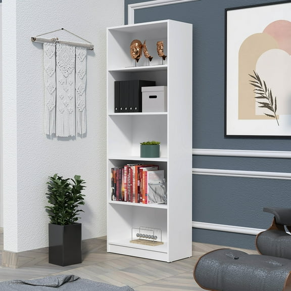 4-shelf White Bookcase For Home Office - Modern Style In Maximize Storage Space With