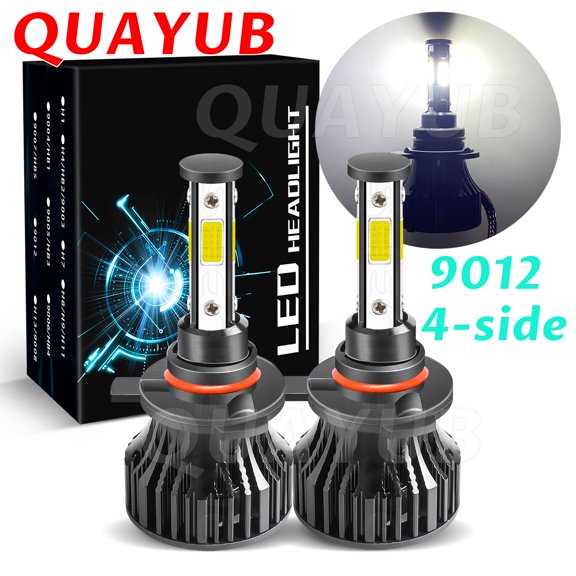 4-sides 9012 LED Headlight Bulb kit High Low Beam 6000K Super Bright power white