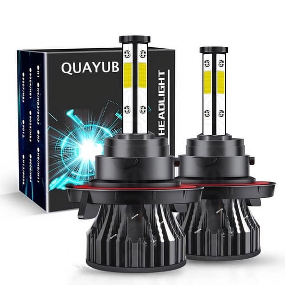 4-sides H13 9008 LED Headlight Bulbs High Low Dual Beam Super Bright White 6500K
