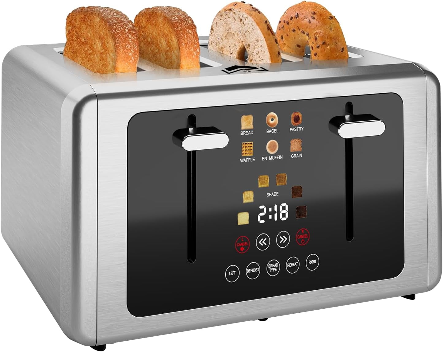 4 slice toaster, touchscreen & dual independent control panel,5 basic ...