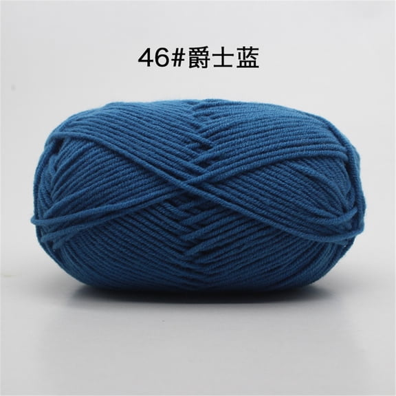4-strand milk cotton wool ball medium thick thread crochet doll scarf shoes handmade DIY knitting material bag,Jazz Blue 46