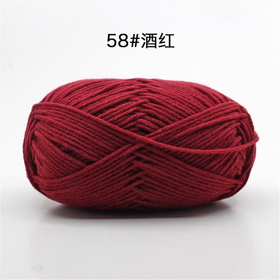 4-strand milk cotton wool ball medium thick thread crochet doll scarf shoes handmade DIY knitting material bag,Wine Red 58
