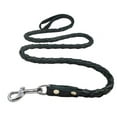 thumbnail image 1 of 4-thong Round Fully Braided Genuine Leather Dog Leash, 4 Ft x 5/8" (15mm) Black, Medium Breeds, 1 of 1