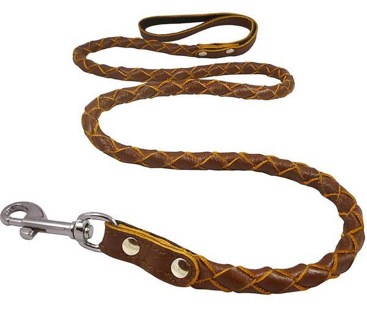 4 thong Round Fully Braided Genuine Leather Dog Leash 4 Ft x 5 8