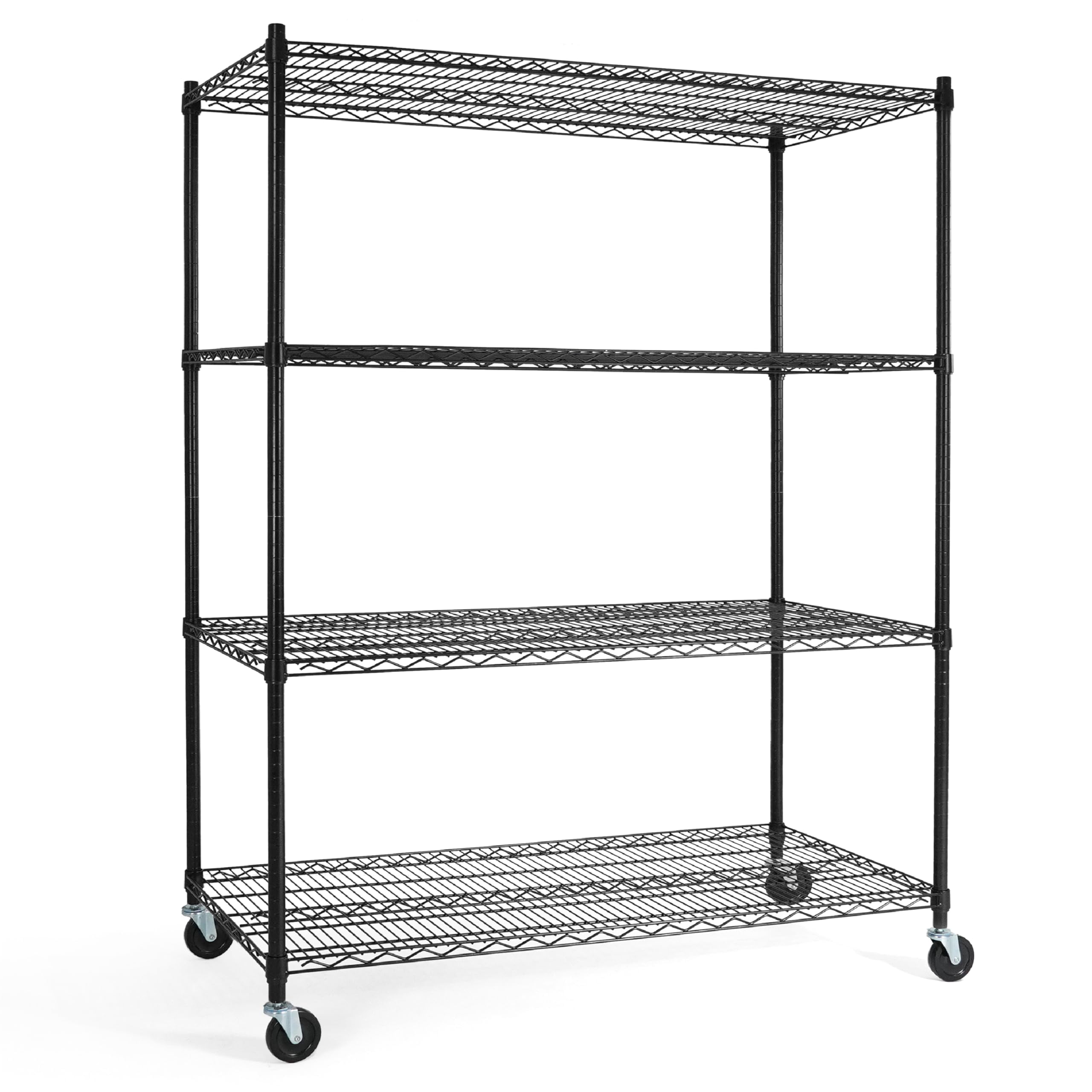 4-tier Heavy Duty Adjustable Height Wire Shelving Unit W/wheels ...