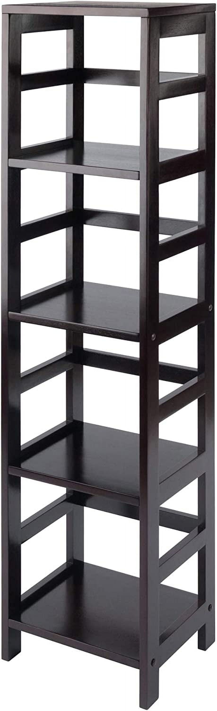 Espresso Medium Wood 4-Section Narrow Open Storage Shelf