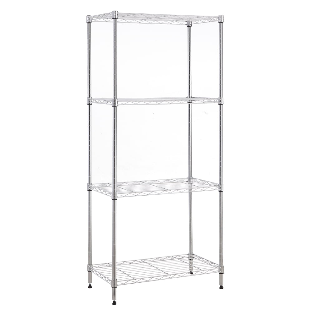 Chrome Steel Heavy Duty 4-Tier Utility Shelving Unit