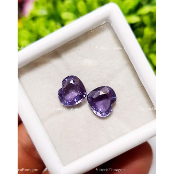 4 to 4 Carat 2 PC Color Change Alexandrite Heart Shape Ring Size Loose Gemstone And Extra Gift Color Changing Stone