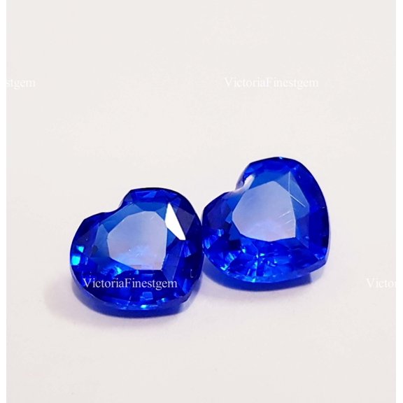 4 to 4 Ct 2 PC Blue Sapphire heated Heart Shape Engagement Ring For Jewelry Making, Gemstone