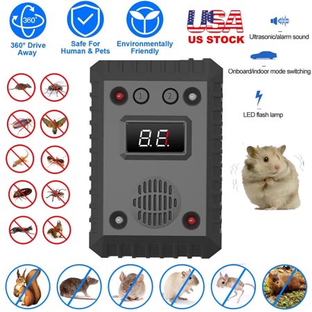 4 ultrasonic pest repeller. Indoor car-mounted dual mode repellent for mice, rats, kittens, insects and more to keep them away from cars, warehouses, kitchens, storage rooms.