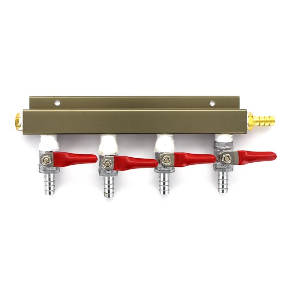 4-way 5/16" Barb CO2 Splitter Distributor Manifold with integrated check valves