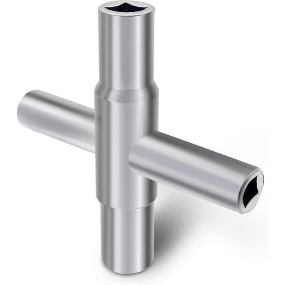 4-way Key Steel Wrench Silver Water Utility Key For Hose Bib Spigot Valvesilver1pcs