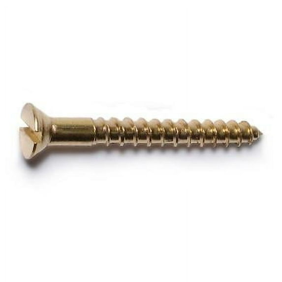 #4 x 1" Brass Slotted Flat Head Wood Screws WSFB-124 (48 pcs.)