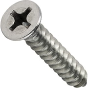 #4 x 1 Flat Head Sheet Metal Screws, Phillips Drive, Stainless Steel 18-8, Full Thread, Bright Finish, Self-Tapping, Quantity 1000 By Fastenere