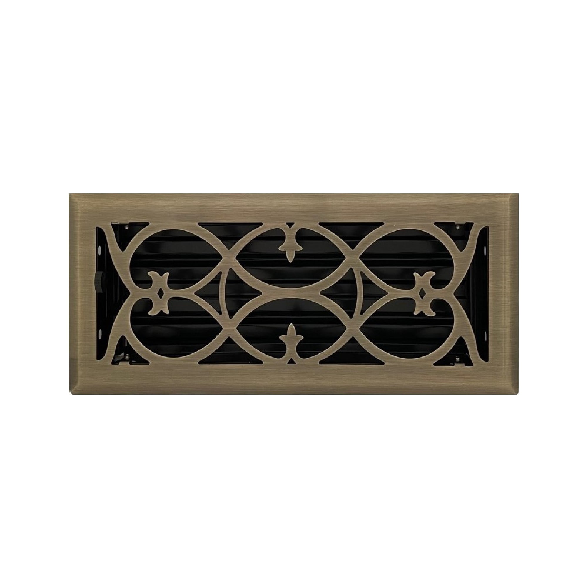 4" x 10" Antique Brass Victorian Style Floor Register - Decorative Vent Cover - Walmart.com