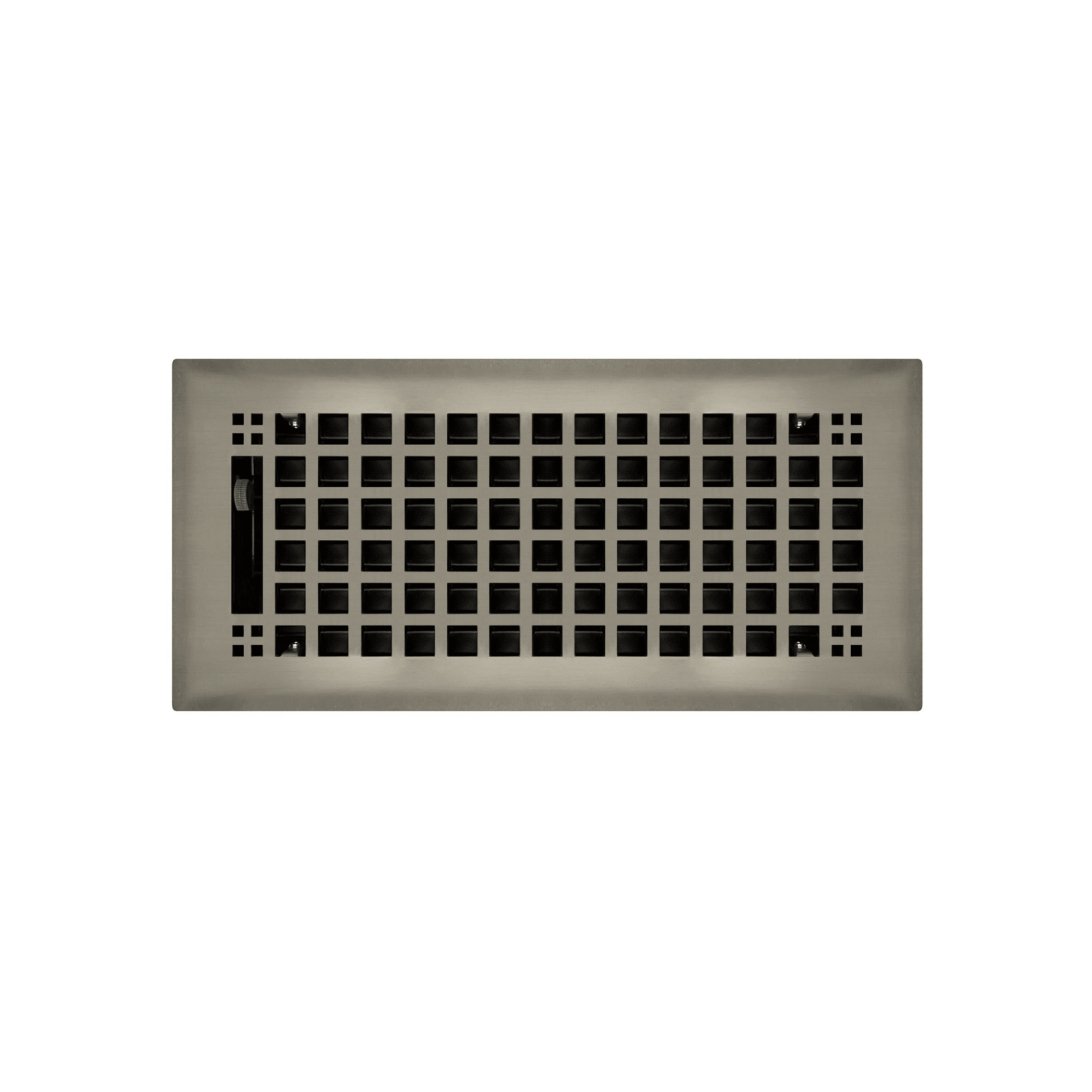 4" x 10" Brushed Nickel Rockwell Style Floor Register - Decorative Vent Cover