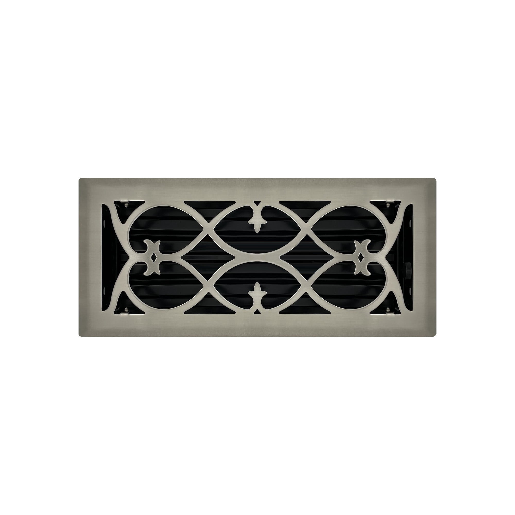 4" x 10" Brushed Nickel Victorian Style Floor Register - Decorative Vent Cover