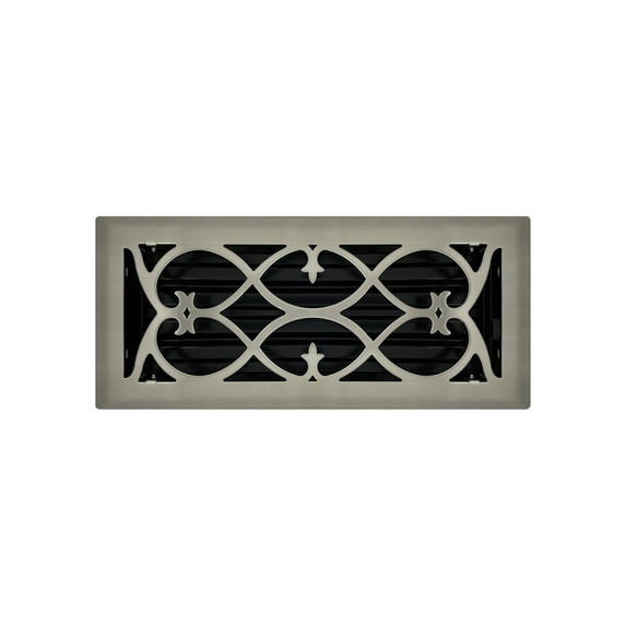 4" x 10" Brushed Nickel Victorian Style Floor Register - Decorative Vent Cover