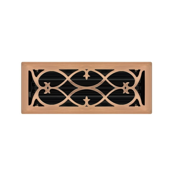 4" x 10" Copper Plated Victorian Style Floor Register - Decorative Vent Cover