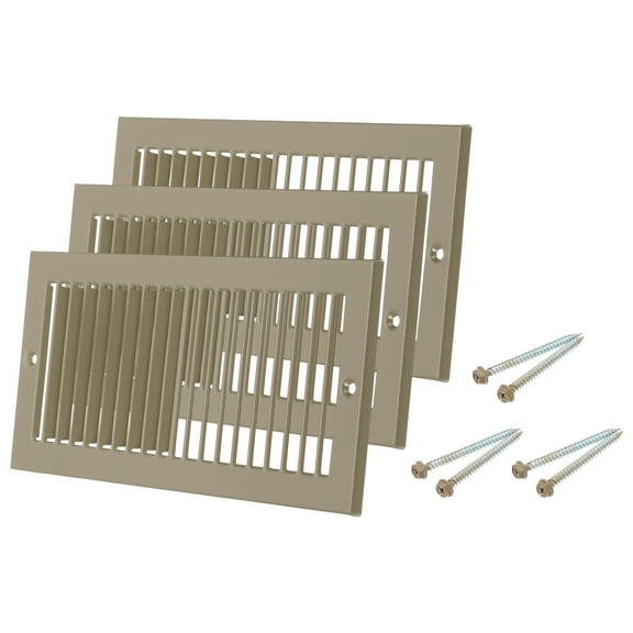4" x 10" Duct Opening Vent Cover, 3 Pcs Toe Kick Vent Cover HVAC for Wall Floor, Brown-Outer Size: 5.4" x 11.4"