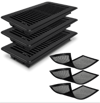 4x10 Inch Floor Register Vents – 6 Pack, Black Metal Air Vent Covers With Magnetic PVC Screens, Adjustable For Floor, Wall Or Ceiling