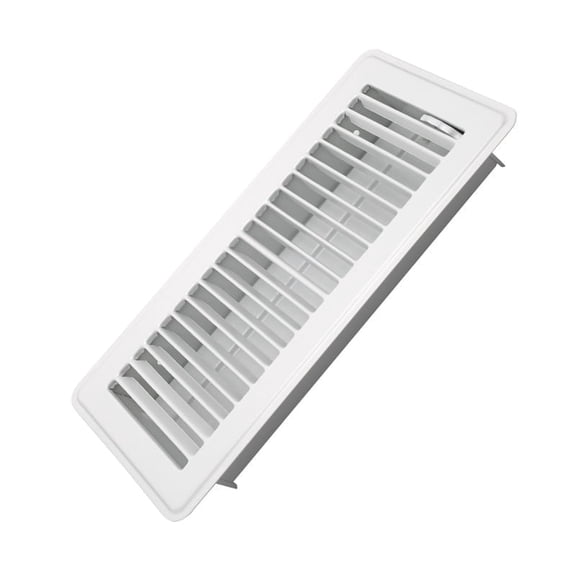 4" x 10" Floor Register - Heavy Duty Steel Walkable Floor Vents - Easy Adjust Air Supply Lever - Vent Covers for Home (White)