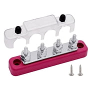 4 x #10 M5 Studs Bus Bar, Ampper 4.2" Power Distribution Block Brass Battery BusBar Junction with Cover for Auto Boat Amplifier and More Red
