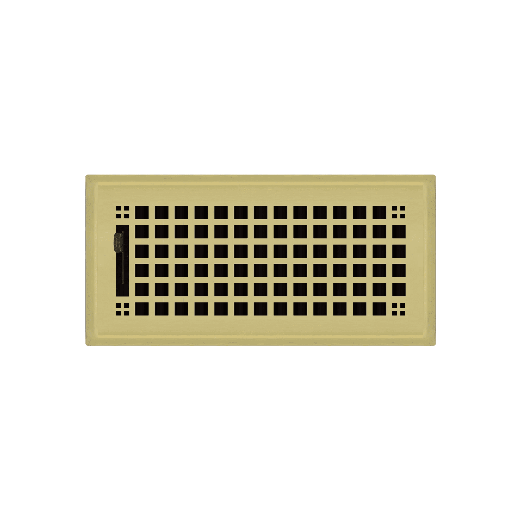 4" x 10" Polished Brass Rockwell Style Floor Register - Decorative Vent Cover