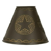 4" x 10" x 8" Punched Tin Star Lamp Shade in Rustic Brown