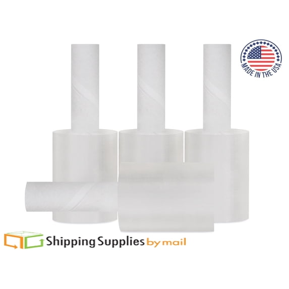 SSBM Mini Hand Stretch Wrap with Extended Core 4" x 1000' 24 Rolls 80 Gauge Clear Plastic Cling Film for Packaging Wrapping