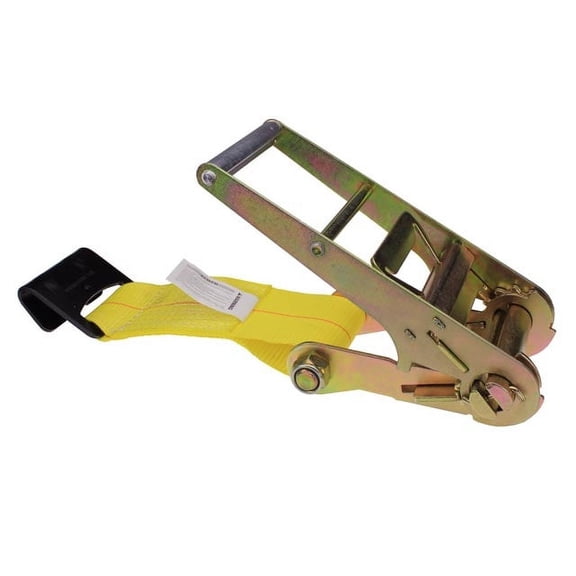 US Cargo Control 4 Inch x 11 Inch Heavy Duty Yellow Fixed End with Ratchet and Flat Hook
